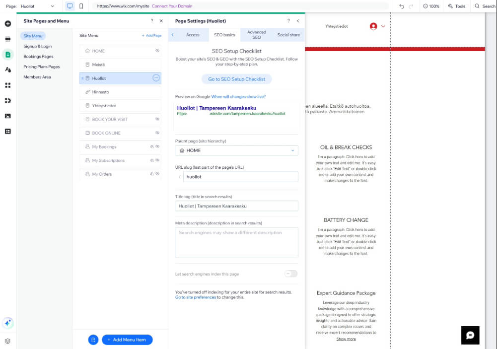 wix hakukoneoptimointi