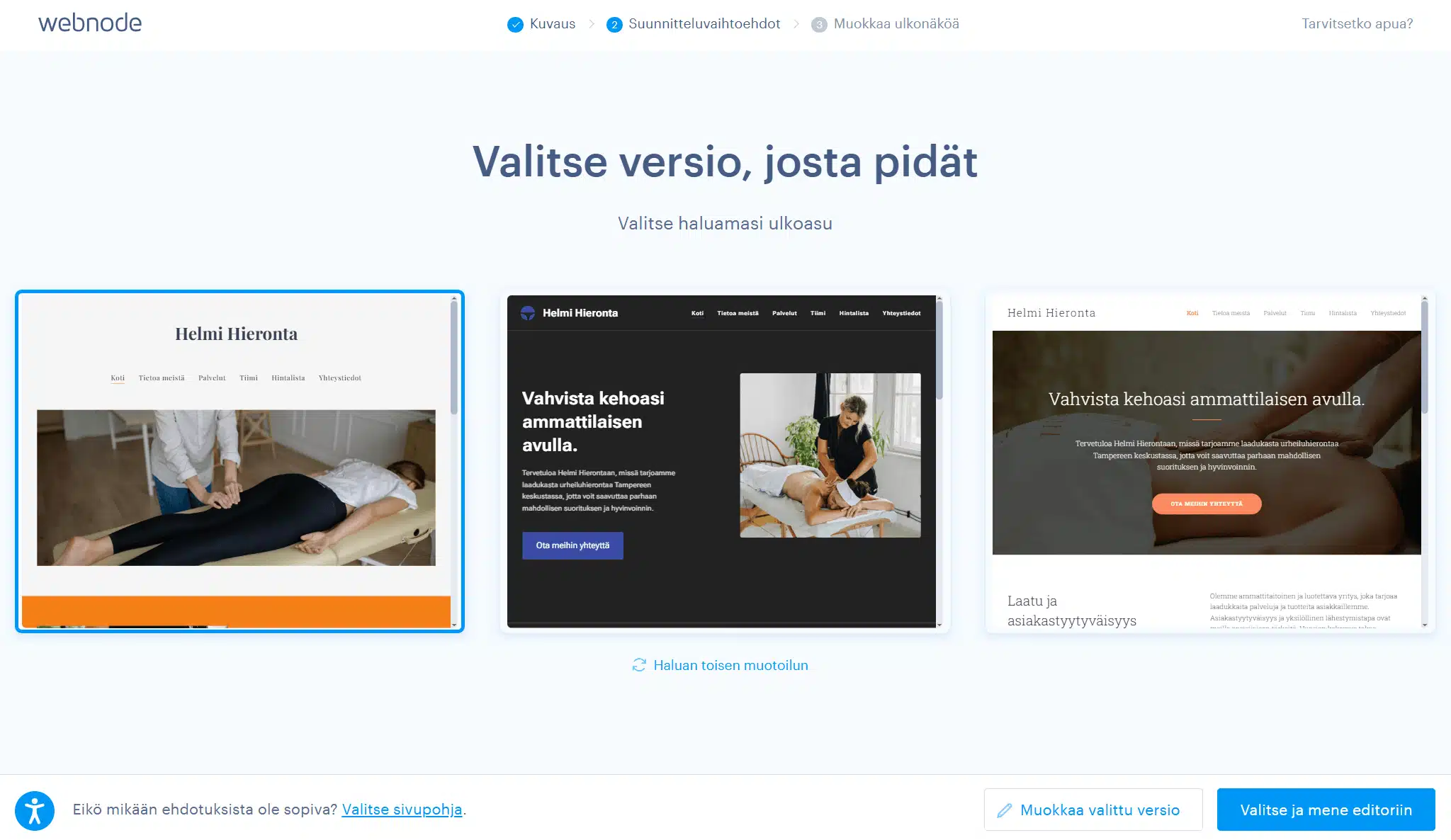webnode tekoaly sivupohjat